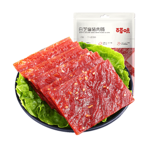 百草味 白芝麻猪肉脯自然片100g/袋肉干肉脯休闲零食靖江风味特产