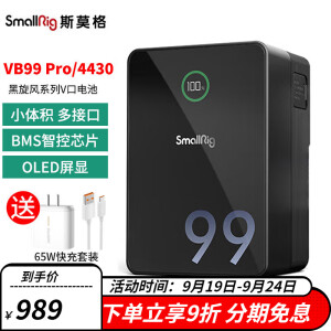 斯莫格（SmallRig） VB50 99 155V口电池黑旋风 VB212 VB99pro适用摄像机摄影灯影视补光灯监视器图传V扣供电系统 VB99Pro迷你V口电池(4430)