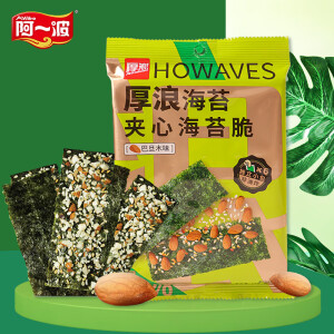 阿一波厚浪海苔夹心脆袋装儿童即食拌饭海味小吃办公室休闲零食食品 10g夹心海苔脆巴旦木味*12包