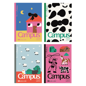 国誉（KOKUYO）塔卡沙Campus A5笔记本本子高颜值初中生高中学生专用高端记事本文具套装 40页 4本装