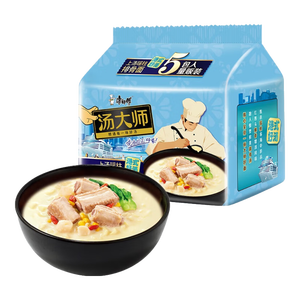 康师傅方便面 汤大师 港式上汤瑶柱排骨面112g*5 泡面袋装速食 早餐