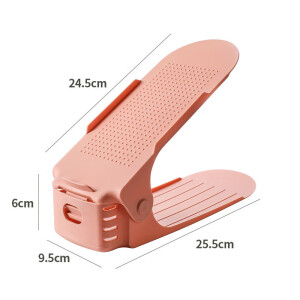 倍喜多塑料双层鞋架鞋柜鞋子收纳架家用省空间一体式鞋架子鞋托 粉红色