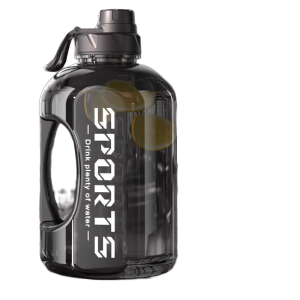 SZTAA顿顿桶大容量水杯运动水壶健身水桶顿顿杯便携式吸管大肚太空杯子 透明黑 1.8L