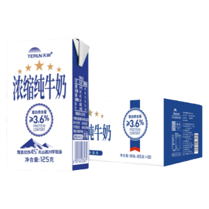 天润（terun）新疆天润浓缩纯牛奶整箱常温早餐全脂牛奶盒装125g*20盒
