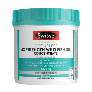 Swisse 4倍高浓度深海鱼油软胶囊1800mg120粒 rTG型 omega3 DHA+EPA 高效活力心眼脑血管健康 父亲节礼物