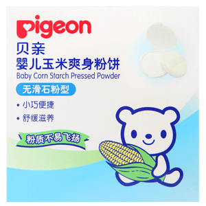 贝亲（Pigeon）爽身粉饼痱子粉婴儿专用宝宝新生儿童不含滑石粉30g