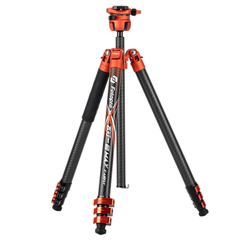 富图宝（Fotopro）飞行一号Max Video碳纤维扳扣设计大管径相机微单摄影摄像视频拍摄液压云台专业相机三脚架 火焰橙