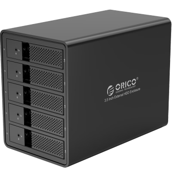 奥睿科（ORICO）磁盘阵列硬盘柜多盘位3.5英寸USB3.0 SATA机械硬盘移动外置盒子raid存储 全铝5盘位9558RU3