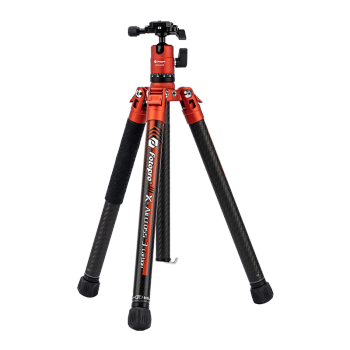 富图宝（Fotopro）空气三号 双全景云台碳纤维相机微单摄影摄像三脚支架 火焰橙 重/0.9KG 手机夹