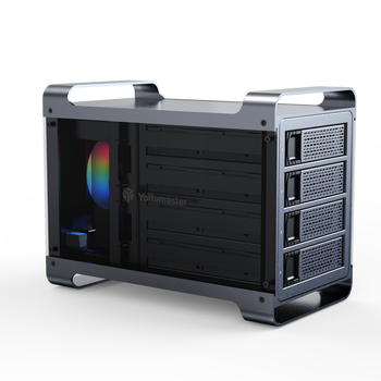 Yottamaster硬盘柜2.5/3.5英寸SATA串口机械/SSD固态硬盘盒游戏款 笔记本台式机外接盒RGB 四盘位DF4U3