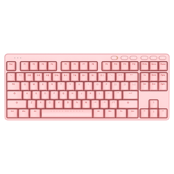 ikbc S200无线键盘机械键盘无线笔记本键盘87键蓝牙键盘粉色机械键盘办公矮轴PBT可选 S200粉色无线2.4G87键红轴