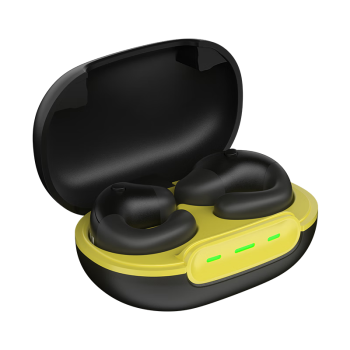 山水（SANSUI）TW80蓝牙耳机开放夹耳式运动无线耳机跑步听歌游戏不入耳骨传导概念耳机 黄色【夹耳设计+HIFI音质】