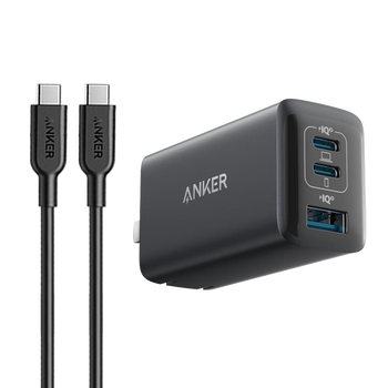 ANKER安克 65W氮化镓充电器套装含100W数据线PD45W+20W适用联想笔记本电脑苹果16Promax15华为小米黑
