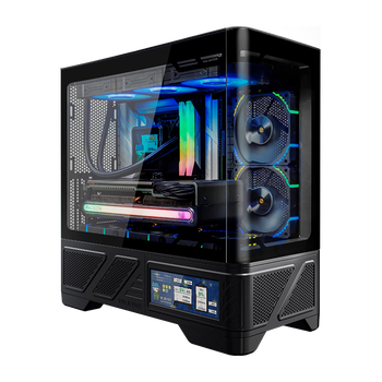 瓦尔基里（VALKYRIE）VK03-M BLACK 黑色 M-ATX 游戏电脑台式机箱 支持360水冷 6.2吋触摸屏 曲面玻璃270°海景房