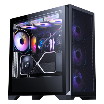 先马（SAMA）颜之神MAX 电竞版 黑色 电脑机箱台式机 网孔面板/玻璃侧透/三面360水冷位/支持4090显卡竖装
