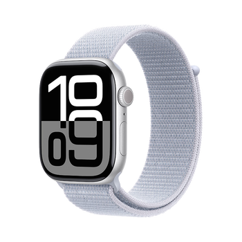 Apple【520礼物】Watch Series 10 智能手表GPS款46毫米银色铝金属表壳青云色回环式运动表带