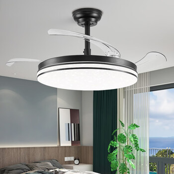 雷士照明(nvc)餐厅风扇灯黑色吊扇灯北欧客厅餐厅卧室三色遥控led星光