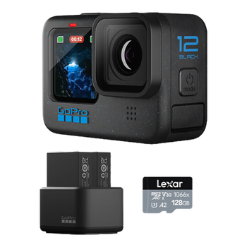 GoPro HERO12 Black防抖运动相机 增强续航 防水相机 vlog潜水滑雪摄影摄像【单机+增强双充+128G】