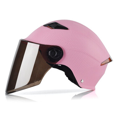 qishi 669-1 粉色碳纤纹 电动车头盔男夏季防晒电瓶车头盔女士轻便半