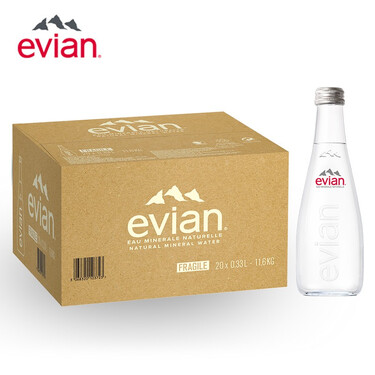 evian依云法国原装进口矿泉水弱碱性水玻璃瓶饮用水 【玻璃瓶】330ml*