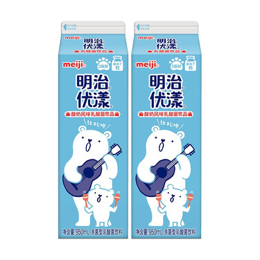 明治meiji 优漾 杀菌型乳酸菌饮品 950ml*2 低温乳酸菌饮料 0脂肪 含