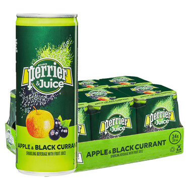 巴黎水法国进口perrier巴黎水原味果味听装天然含气矿泉水气泡水饮料