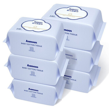 洁面巾 干湿抽纸巾洗脸巾手口干湿两用紫包平纹100抽*6包