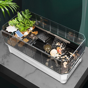 乌龟缸带晒台造景别墅水陆大型巴西龟饲养箱家用鱼缸养乌龟专用盆wj