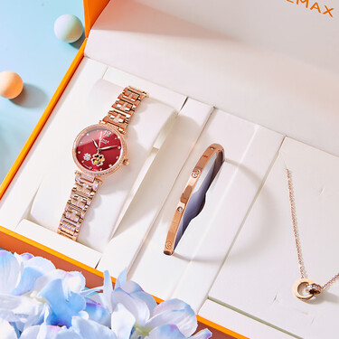 幸运女神:玫金红面-钢带(含手表 手镯 项链)