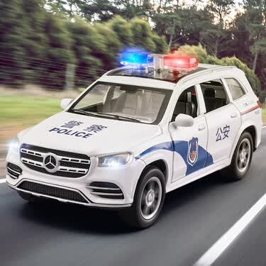 驰誉玩具车奔驰gls 580警车合金汽车仿真车模儿童男孩玩具车金属模型