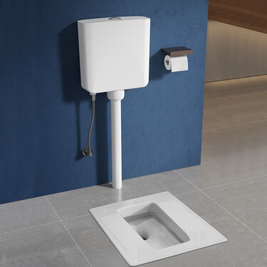 蹲便器套装带水箱 家用马桶蹲坑蹲厕防臭堵臭洗手间卫生间蹲厕所 不含