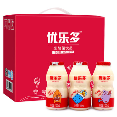 优乐多 乳酸菌 酸奶饮料 益生菌发酵  100ml*20瓶 【礼盒装】零食伴侣