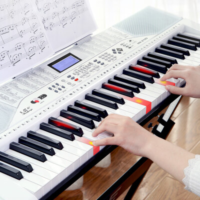 美科（MEIRKERGR）MK-2100白色智能版+琴架 亮灯跟弹61键钢琴键多功能电子琴 连接话筒耳机U盘手机pad带