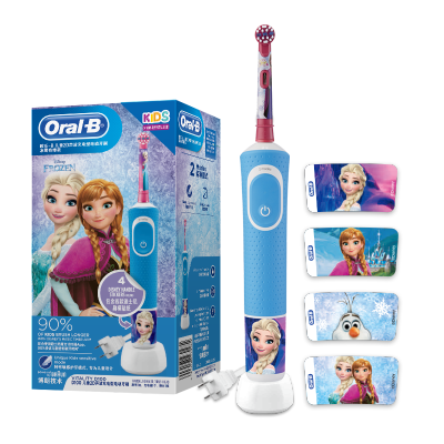 欧乐B儿童电动牙刷 小圆头牙刷全自动计时充电式(3岁+适用)护齿 冰雪奇缘款 D100Kid(刷头图案随机)