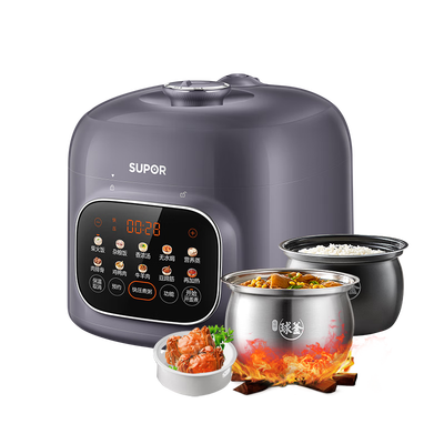 SUPOR SUPOR government subsidy Guochao series electric pressure cooker 5L automatic intelligent reservation home soup multi function double inner tank 50YC9086 rice cooker pressure cooker baopals