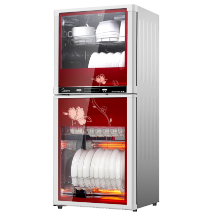 美的（Midea）消毒柜家用 立式 厨房餐具碗柜碗筷茶杯茶具 高温 94L四层大容量双门 二星级 100K03