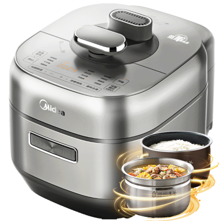 美的（Midea）【国家补贴】电压力锅速嫩感0涂层低脂少油8分钟一道菜5L电饭煲自动排气智能家用高压锅MY-S5881F