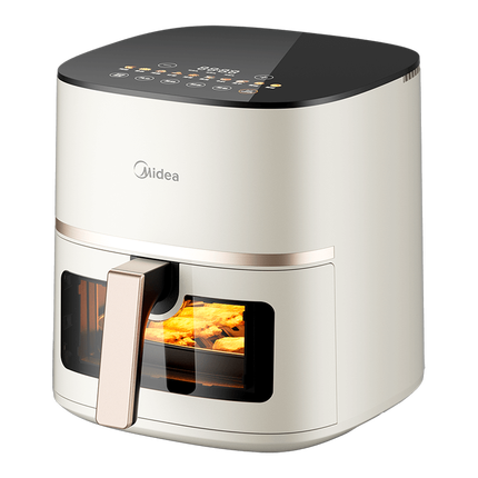 美的（Midea）空气炸锅 免翻面 可视 家用大容量 5L 多功能 不沾易洗 蒸汽嫩炸 MF-KZC5089