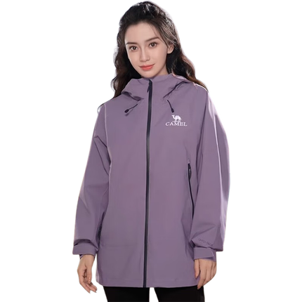 骆驼（CAMEL）冲锋衣硬壳单层男女外套中性风三防登山服女士短外套