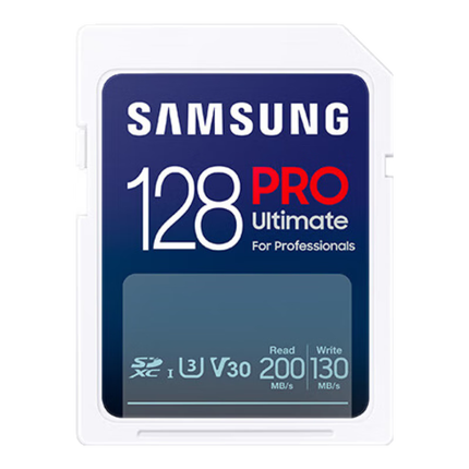 三星(SAMSUNG)128GB SD存储卡 超高速PRO深蓝卡 U3 V30 专业级SD相机卡支持4K高速连拍 读速200MB/s写速130MB/s