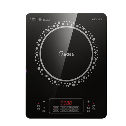 美的（Midea）电磁炉电陶炉 2200W大功率家用猛火爆炒耐用面板八档火力纤薄电磁灶火锅炉国家补贴 C22-RT22E01