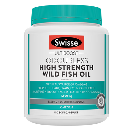 Swisse斯维诗高浓度深海无腥鱼油1500mg胶囊含omega-3 DHA+EPA 400粒/瓶