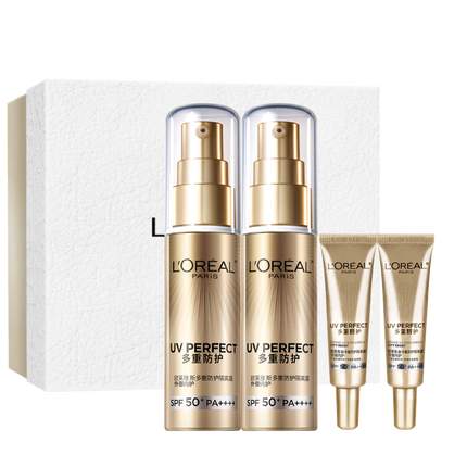 欧莱雅小金管防晒霜30m*2户外隔离霜护肤品化妆品男女SPF50+母亲节礼物