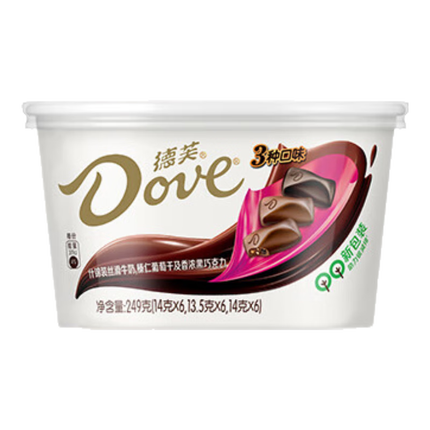 德芙（Dove）什锦碗装三种口味巧克力18粒249g休闲儿童零食糖果生日女生礼物