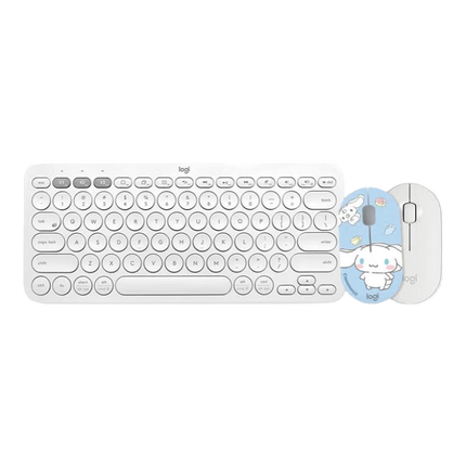 罗技（Logitech）时尚系列K380蓝牙键盘 无线键盘Mac笔记本平板IPAD电脑静音键盘安卓手机多设备超薄便携巧克力按键 白色键盘+PEBBLE IP大耳狗积木