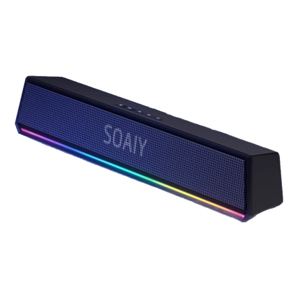 索爱（soaiy）SH02蓝牙电脑长条音箱家用桌面台式低音炮多媒体笔记本扬声器有线迷你便携游戏音响RGB炫酷灯效黑