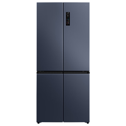 TCL 456升T9超薄平嵌十字对开门58cm嵌入式电冰箱大容量家用一级能效双循环国家补贴R456T9-UQ烟墨蓝