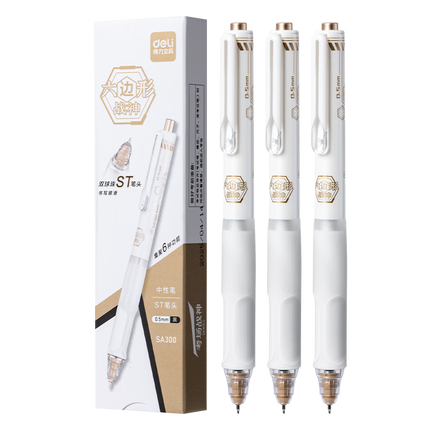 得力（deli）战神 0.5mm双球珠ST头消音考试中性笔刷题笔