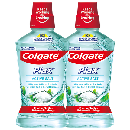 高露洁（Colgate）清新盐爽漱口水500mlx2 清新口气 含漱液无酒精 0酒精 去口臭
