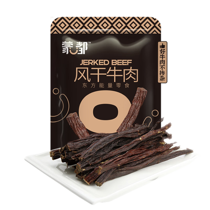 蒙都 超干粗条牛肉干 原味200g 约九成风干 零食 肉干肉脯 清真